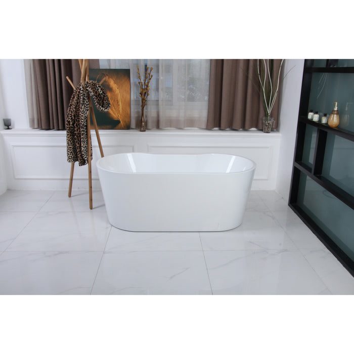 Kingston Sona VTDE512823 - Aqua Eden 51-Inch Acrylic Oval Double Ended Freestanding Tub with Drain, Glossy White