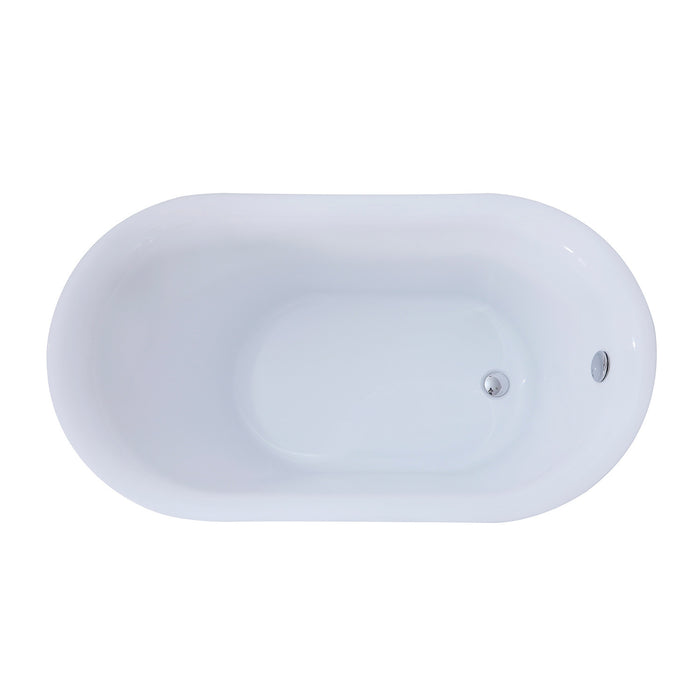 Aqua Eden VTDE513026BA 51-Inch Acrylic Oval Double Slipper Freestanding Tub with Drain, Glossy White