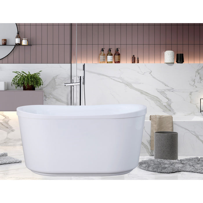 Aqua Eden VTDE513026BA 51-Inch Acrylic Oval Double Slipper Freestanding Tub with Drain, Glossy White