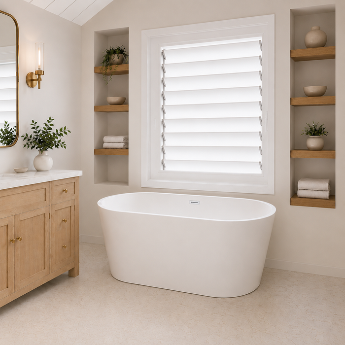 Kingston Sona VTDE533023 - Aqua Eden 53-Inch Acrylic Oval Double Ended Freestanding Tub with Drain, Glossy White