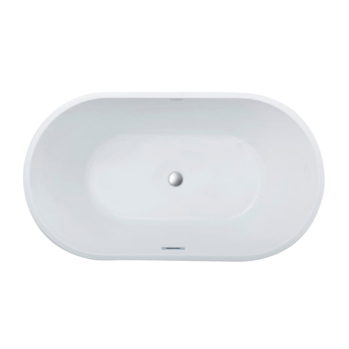 Aqua Eden VTDE533023 53-Inch Acrylic Freestanding Tub with Center Drain Hole, Glossy White