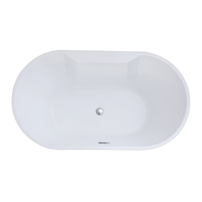 Aqua Eden VTDE563224BA 56-Inch Acrylic Oval Double Ended Freestanding Tub with Drain, Glossy White