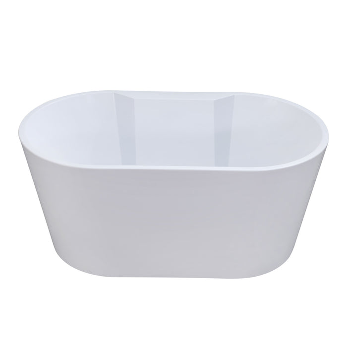 Aqua Eden VTDE563224BA 56-Inch Acrylic Oval Double Ended Freestanding Tub with Drain, Glossy White