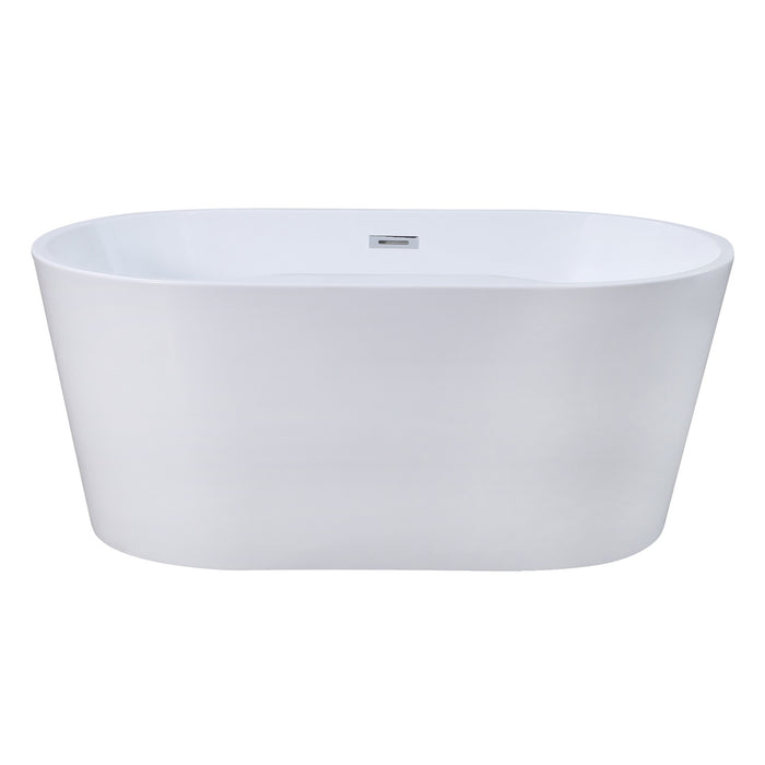 Aqua Eden VTDE563224BA 56-Inch Acrylic Oval Double Ended Freestanding Tub with Drain, Glossy White