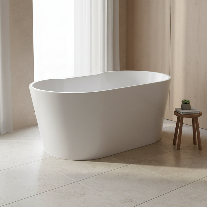 Kingston Sona VTDE563224BA - Aqua Eden 56-Inch Acrylic Oval Double Ended Freestanding Tub with Drain, Glossy White