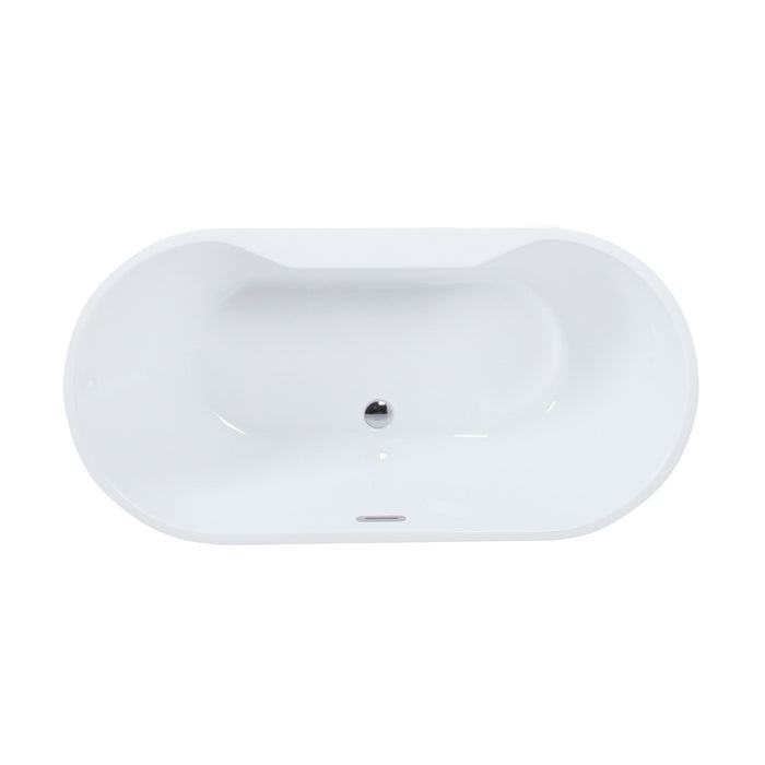 Aqua Eden VTDE593023 59-Inch Acrylic Oval Double Ended Freestanding Tub with Drain, Glossy White