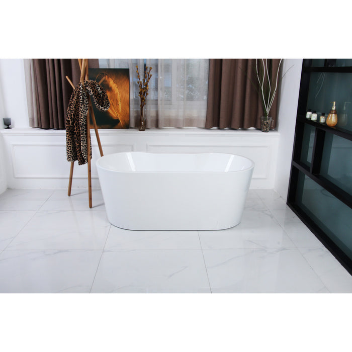Aqua Eden VTDE593023 59-Inch Acrylic Oval Double Ended Freestanding Tub with Drain, Glossy White