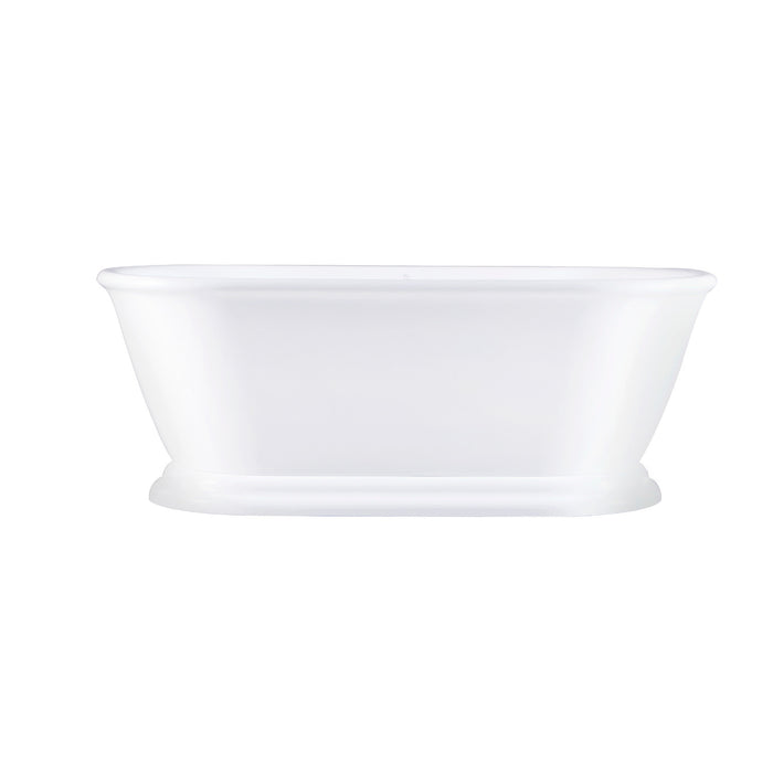 Kingston Heirloom VTDE602824 - Aqua Eden 60-Inch Acrylic Oval Double Ended Pedestal Tub with Drain (No Faucet Drillings), Glossy White