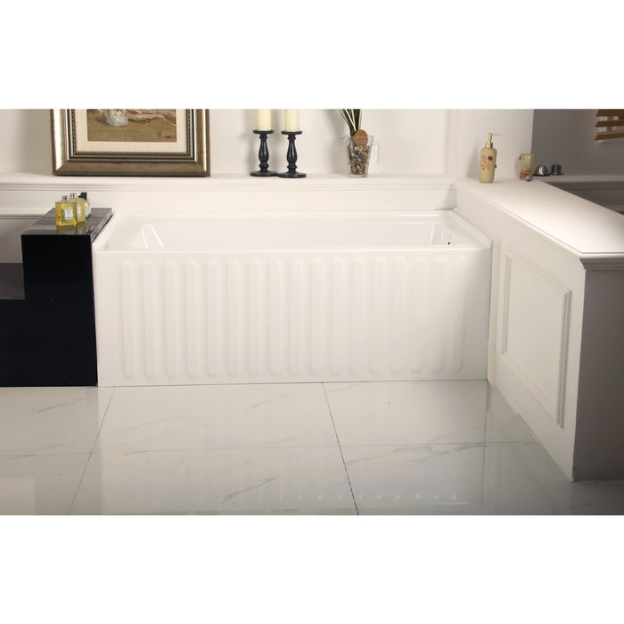 Aqua Eden VTDE603121R 60-Inch Acrylic Rectangular 3-Wall Alcove Tub, Right Drain Hole, Glossy White