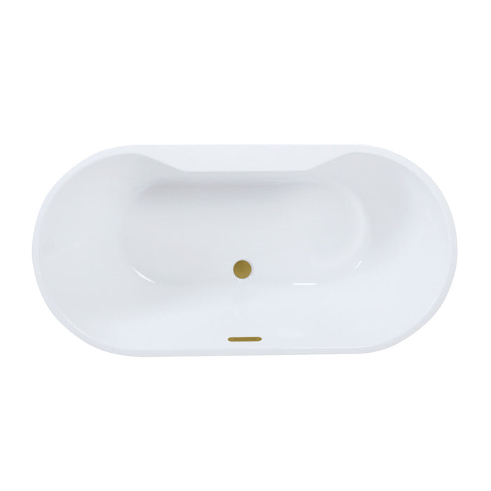 Kingston Sona VTDE633023C427 - Aqua Eden 63-Inch Acrylic Oval Double Ended Freestanding Tub with Drain, Glossy White/Brushed Brass