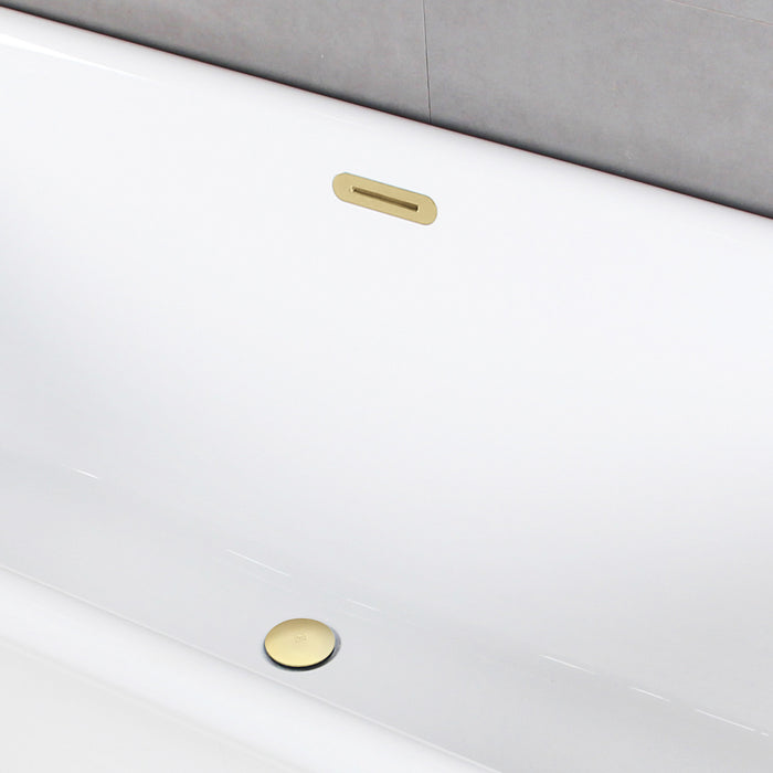 Kingston Heirloom VTDE663124C422 - Aqua Eden 66-Inch Acrylic Oval Double Ended Pedestal Tub with Drain (No Faucet Drillings), Glossy White/Polished Brass
