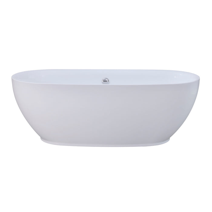 Aqua Eden VTDE673023BA 67-Inch Acrylic Oval Double Ended Freestanding Tub with Drain, Glossy White