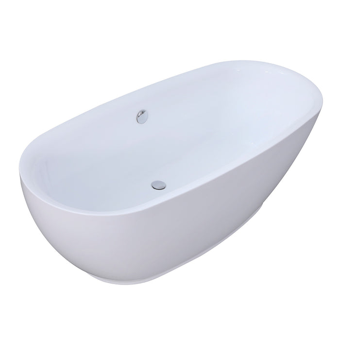 Aqua Eden VTDE673023BA 67-Inch Acrylic Oval Double Ended Freestanding Tub with Drain, Glossy White