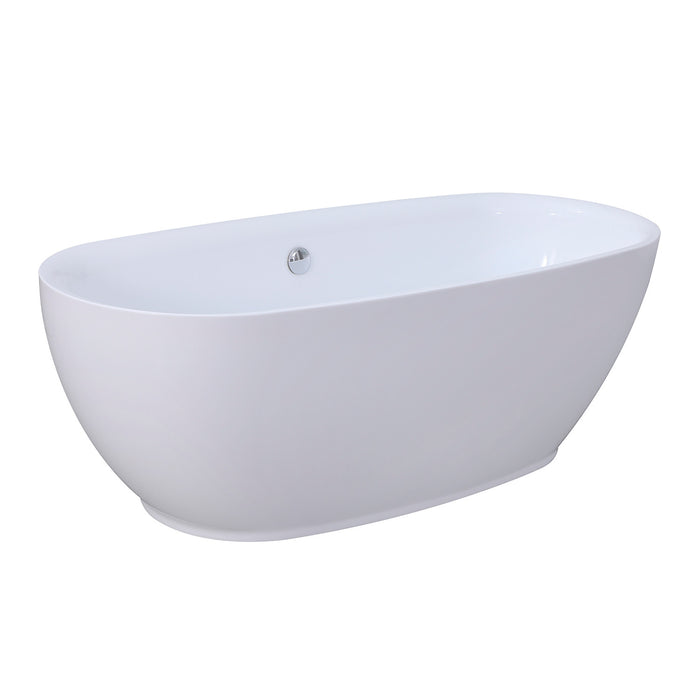 Aqua Eden VTDE673023BA 67-Inch Acrylic Oval Double Ended Freestanding Tub with Drain, Glossy White