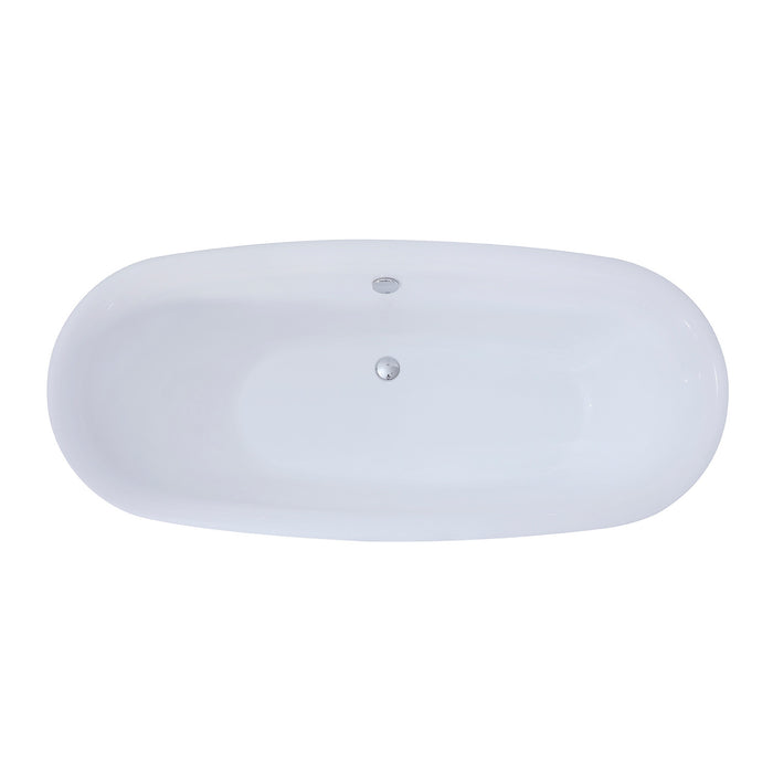 Aqua Eden VTDE673023BA 67-Inch Acrylic Oval Double Ended Freestanding Tub with Drain, Glossy White