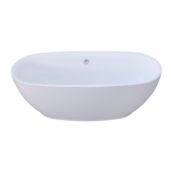 Aqua Eden VTDE673023BA 67-Inch Acrylic Oval Double Ended Freestanding Tub with Drain, Glossy White