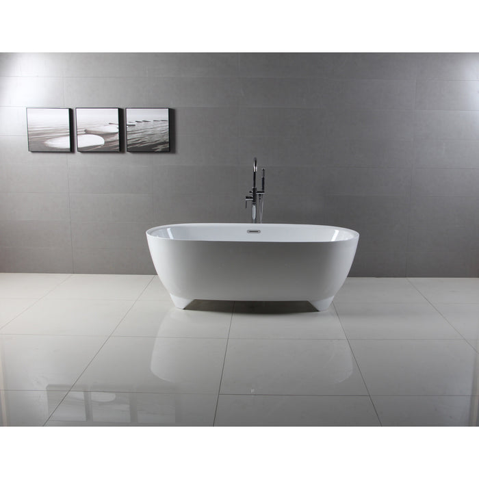 Kingston Sona VTDE673123S - Aqua Eden 67-Inch Acrylic Oval Double Ended Freestanding Tub with Drain, Glossy White