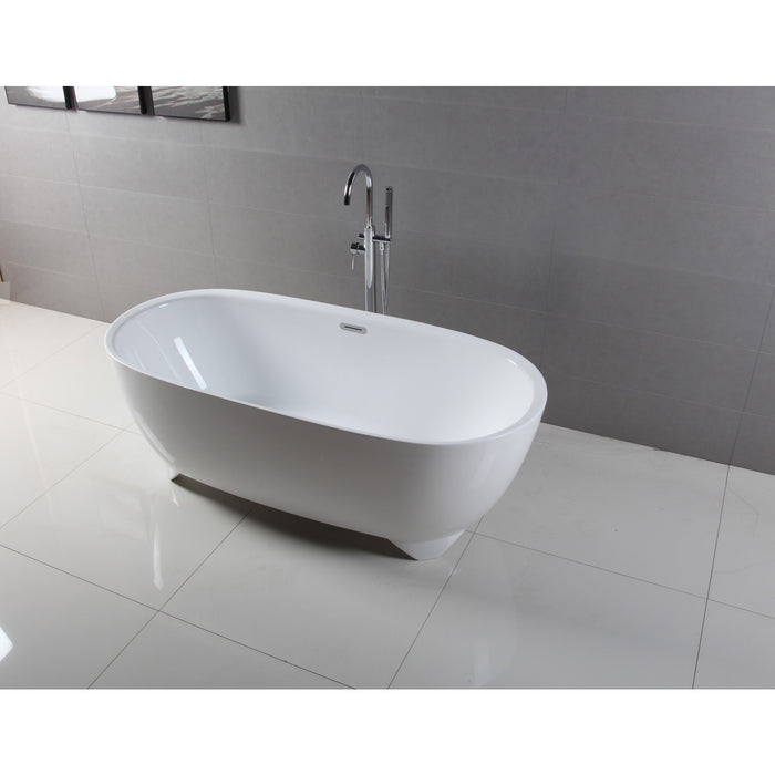 Kingston Sona VTDE673123S - Aqua Eden 67-Inch Acrylic Oval Double Ended Freestanding Tub with Drain, Glossy White