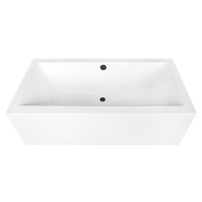 Kingston Sona VTDE673321M0 - Aqua Eden 67-Inch Acrylic Rectangular Double Ended Freestanding Tub with Overflow/Drain Assembly, Glossy White/Matte Black