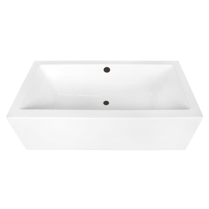 Kingston Sona VTDE673321M5 - Aqua Eden 67-Inch Acrylic Rectangular Double Ended Freestanding Tub with Overflow/Drain Assembly, Glossy White/Oil Rubbed Bronze