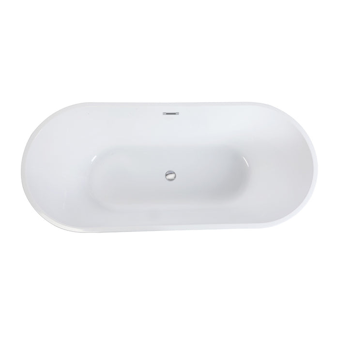 Kingston Sona VTDE713223T - Aqua Eden 71-Inch Acrylic Oval Double Ended Freestanding Tub with Drain, Glossy White