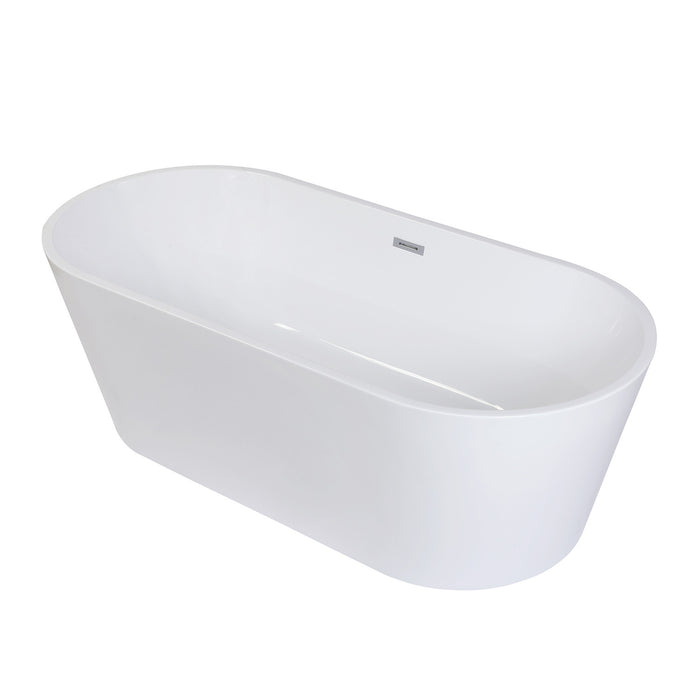 Kingston Sona VTDE713223T - Aqua Eden 71-Inch Acrylic Oval Double Ended Freestanding Tub with Drain, Glossy White