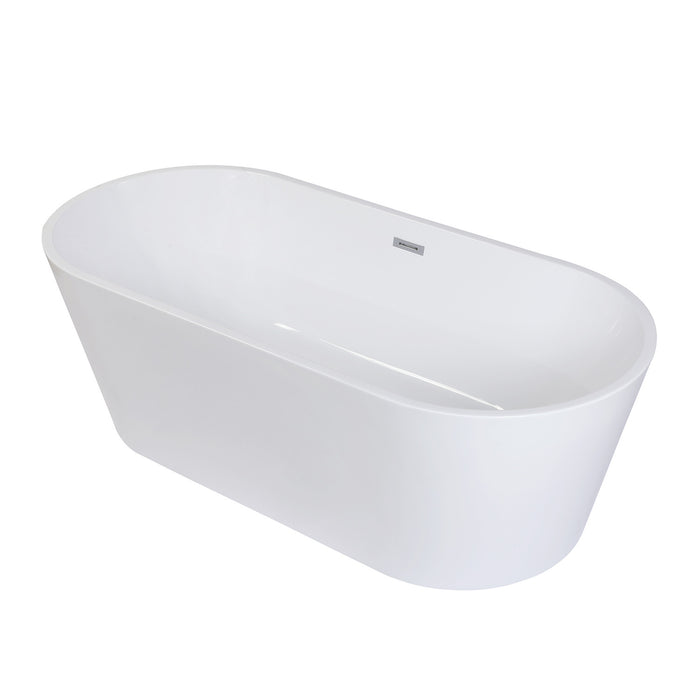Aqua Eden VTDE713223T 71-Inch Acrylic Freestanding Tub with Center Drain Hole, Glossy White