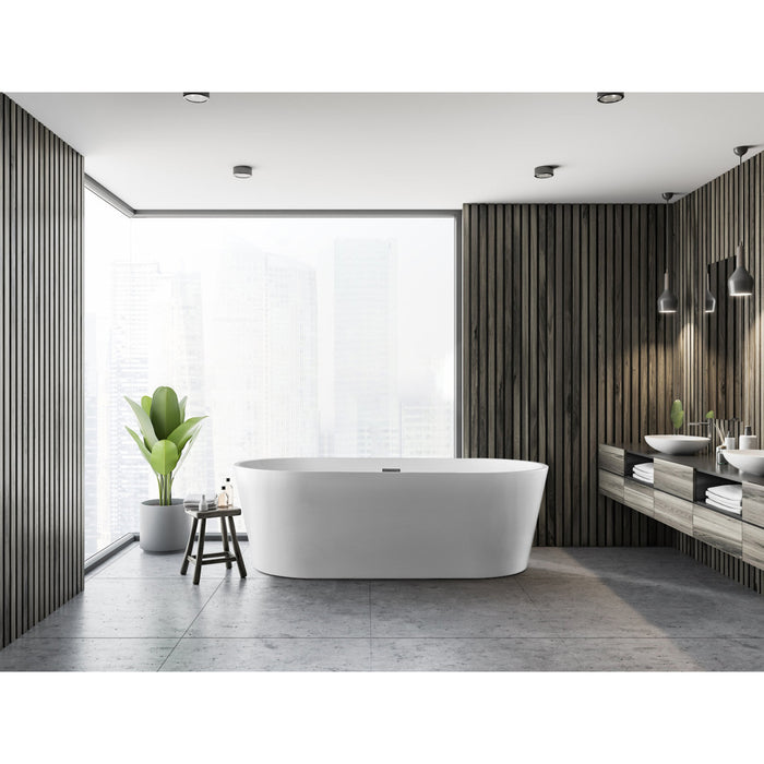 Kingston Sona VTDE713223T - Aqua Eden 71-Inch Acrylic Oval Double Ended Freestanding Tub with Drain, Glossy White