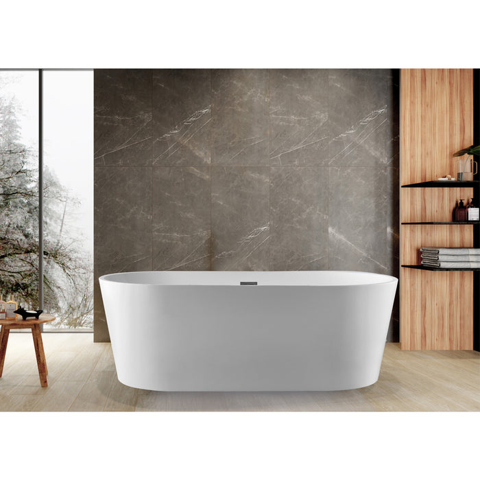 Kingston Sona VTDE713223T - Aqua Eden 71-Inch Acrylic Oval Double Ended Freestanding Tub with Drain, Glossy White