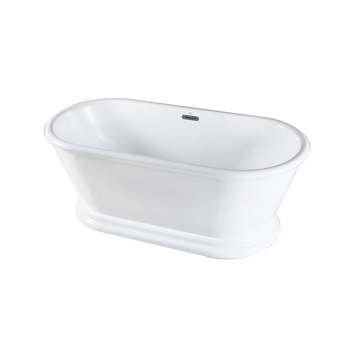 Kingston Heirloom VTDE713224 - Aqua Eden 71-Inch Acrylic Oval Double Ended Pedestal Tub with Drain (No Faucet Drillings), Glossy White