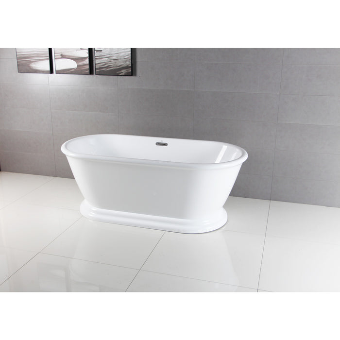 Kingston Heirloom VTDE713224 - Aqua Eden 71-Inch Acrylic Oval Double Ended Pedestal Tub with Drain (No Faucet Drillings), Glossy White