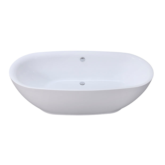 Kingston Sona VTDE713321 - Aqua Eden 71-Inch Acrylic Oval Double Ended Freestanding Tub with Drain, Glossy White