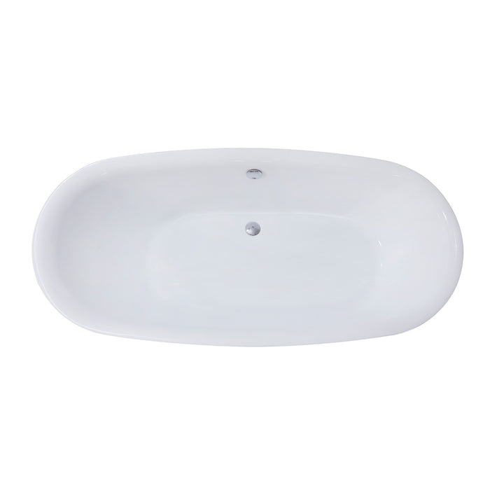 Kingston Sona VTDE713321 - Aqua Eden 71-Inch Acrylic Oval Double Ended Freestanding Tub with Drain, Glossy White