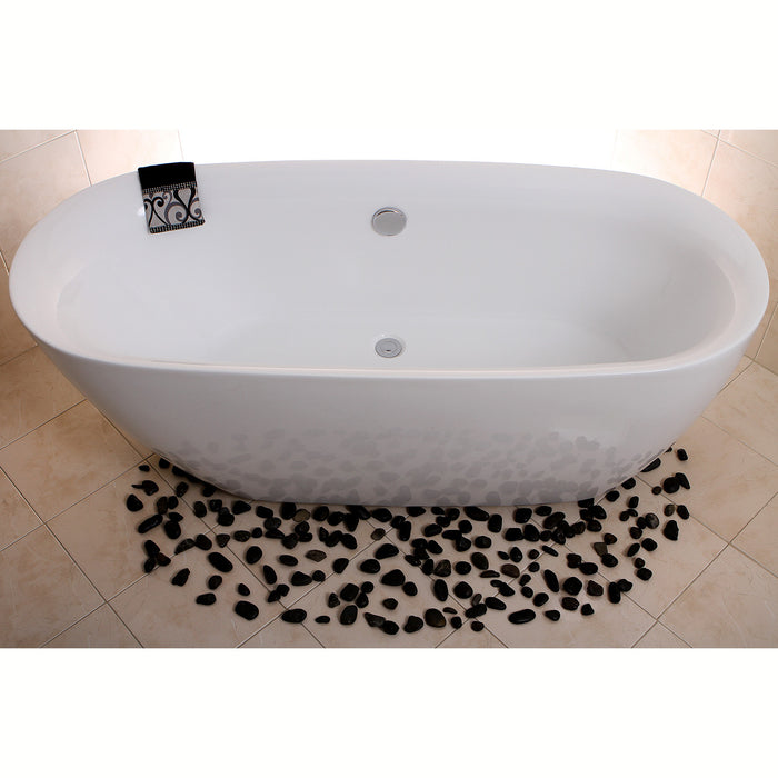 Kingston Sona VTDE713321 - Aqua Eden 71-Inch Acrylic Oval Double Ended Freestanding Tub with Drain, Glossy White