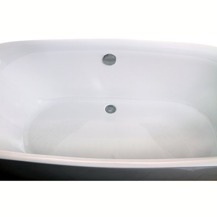 Kingston Sona VTDE713321 - Aqua Eden 71-Inch Acrylic Oval Double Ended Freestanding Tub with Drain, Glossy White