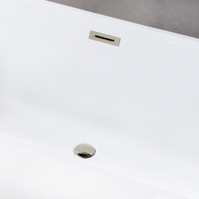 Kingston Heirloom VTDE713524C416 - Aqua Eden 71-Inch Acrylic Oval Rectangular Double Ended Pedestal Tub with Drain (No Faucet Drillings), Glossy White/Polished Nickel