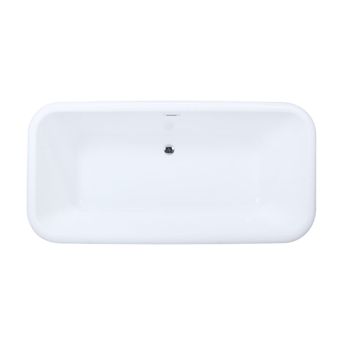 Kingston Heirloom VTDE713524WA - Aqua Eden 71-Inch Acrylic Oval Rectangular Double Ended Pedestal Tub with Drain (No Faucet Drillings), Glossy White
