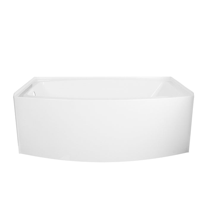 Aqua Eden VTDR663222L 66-Inch Acrylic Curved Rectangular Apron 3-Wall Alcove Tub, Left Hand Drain, Glossy White