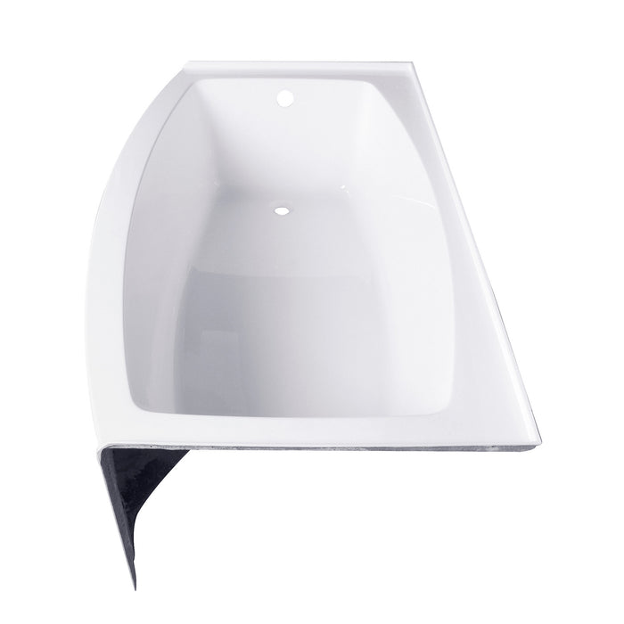 Aqua Eden VTDR663222L 66-Inch Acrylic Curved Rectangular Apron 3-Wall Alcove Tub, Left Hand Drain, Glossy White