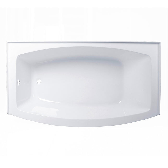 Aqua Eden VTDR663222L 66-Inch Acrylic Curved Rectangular Apron 3-Wall Alcove Tub, Left Hand Drain, Glossy White