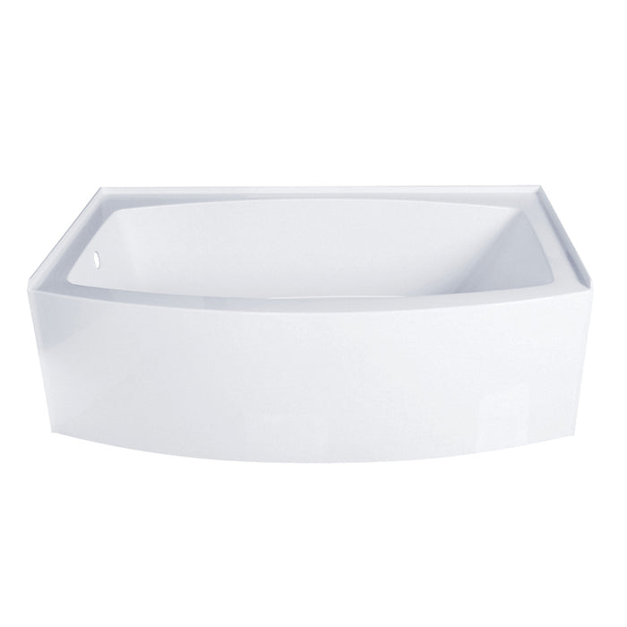 Aqua Eden VTDR663222L 66-Inch Acrylic Curved Rectangular Apron 3-Wall Alcove Tub, Left Hand Drain, Glossy White