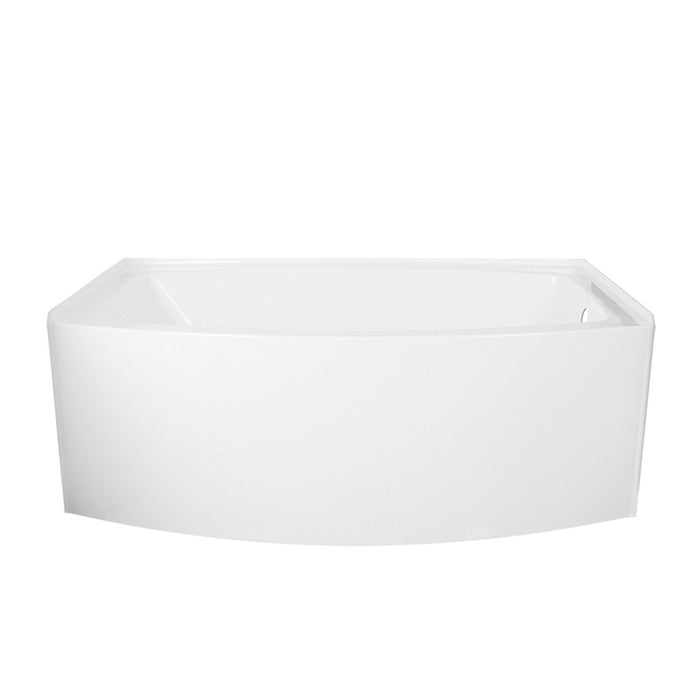 Aqua Eden VTDR663222R 66-Inch Acrylic Curved Rectangular Apron 3-Wall Alcove Tub, Right Hand Drain, Glossy White