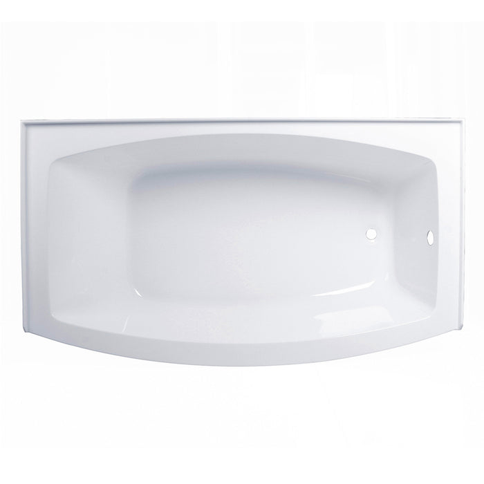 Aqua Eden VTDR663222R 66-Inch Acrylic Curved Rectangular Apron 3-Wall Alcove Tub, Right Hand Drain, Glossy White