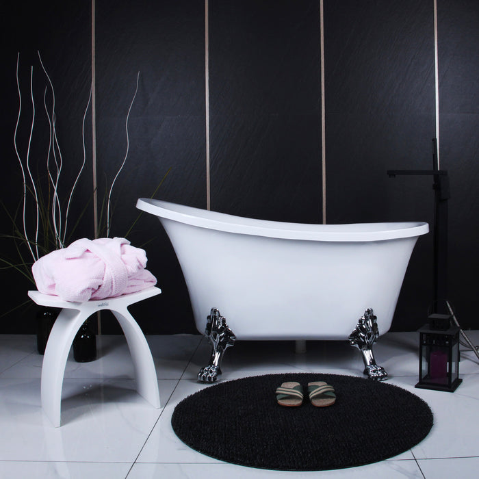 Kingston Heirloom VTND512824WAC1 - Aqua Eden 51-Inch Acrylic Oval Double Slipper Clawfoot Tub (No Faucet Drillings), Glossy White/Polished Chrome