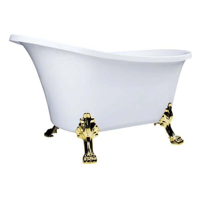 Kingston Heirloom VTND512824WAC2 - Aqua Eden 51-Inch Acrylic Oval Double Slipper Clawfoot Tub (No Faucet Drillings), Glossy White/Polished Brass