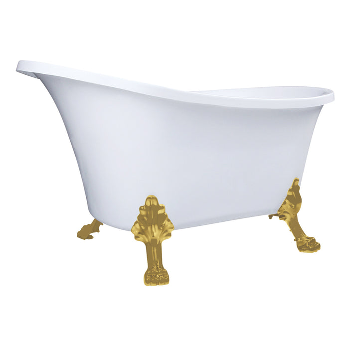 Kingston Heirloom VTND512824WAC7 - Aqua Eden 51-Inch Acrylic Oval Double Slipper Clawfoot Tub (No Faucet Drillings), Glossy White/Brushed Brass