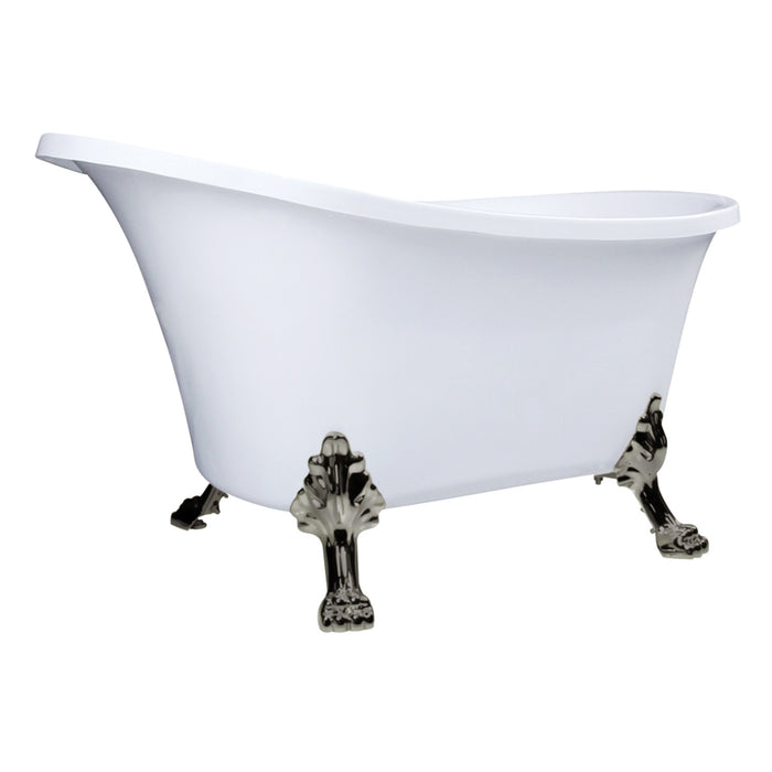 Kingston Heirloom VTND512824WAC8 - Aqua Eden 51-Inch Acrylic Oval Double Slipper Clawfoot Tub (No Faucet Drillings), Glossy White/Brushed Nickel
