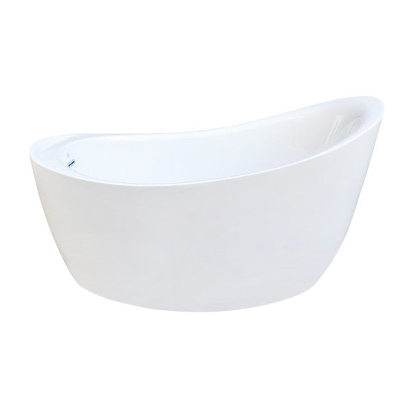 Aqua Eden VTOV512730S 52-Inch Acrylic Freestanding Tub with Drain and Integrated Seat, Glossy White