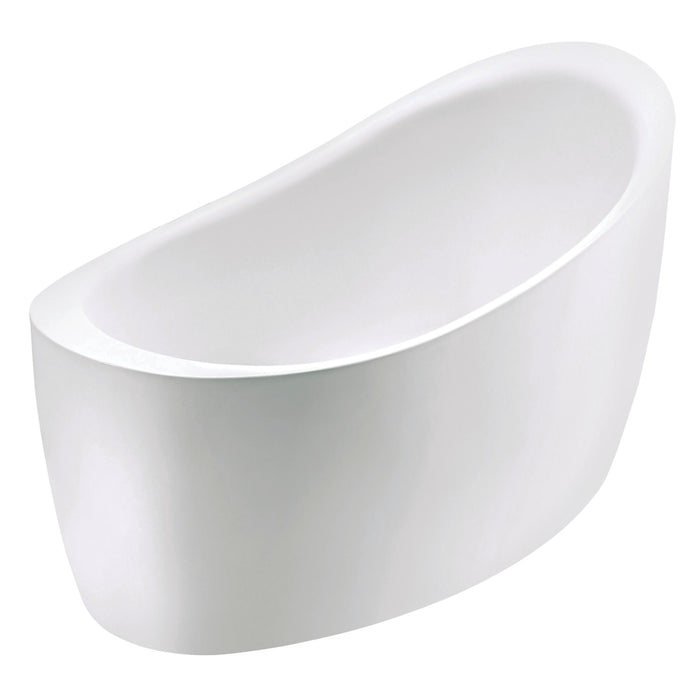 Kingston Sona VTOV512730S - Aqua Eden 52-Inch Acrylic Oval Single Slipper Freestanding Tub with Drain and Integrated Seat, Glossy White