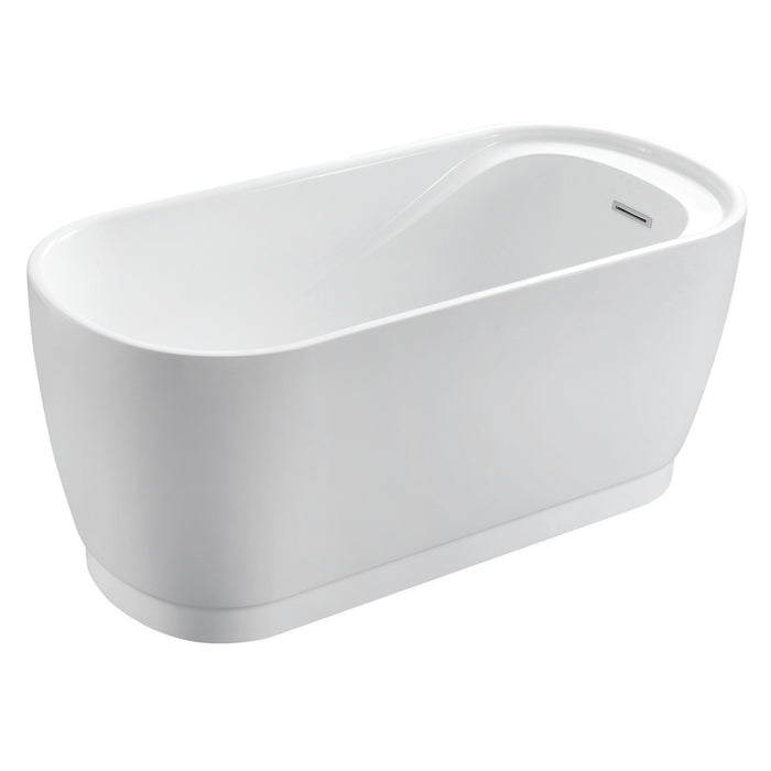 Aqua Eden VTOV512925S 51-Inch Acrylic Oval Double Ended Freestanding Tub with Drain and Integrated Seat, Glossy White